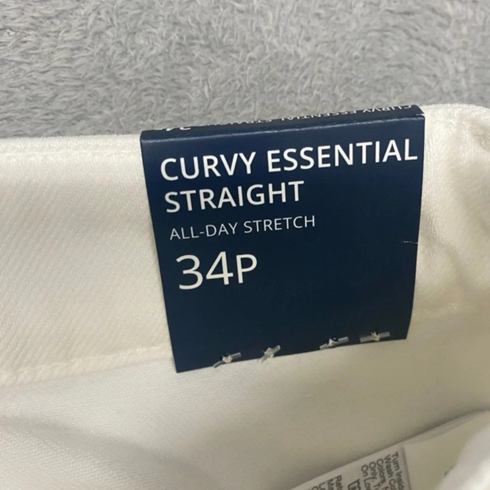 J Crew Jeans Womens 34 Petite White Curvy Essential‎ Straight Stretch BX452